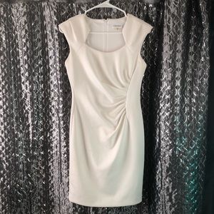 •White Fitted Calvin Klein Dress•